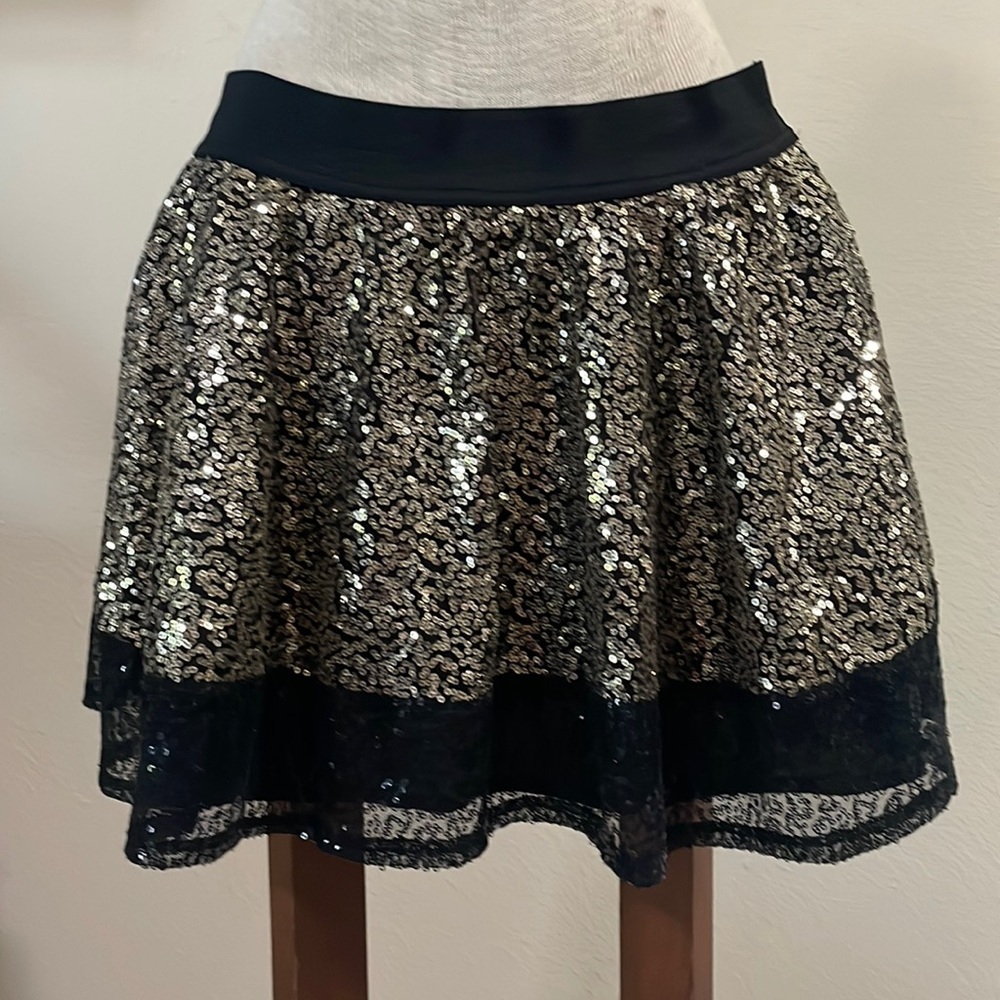Justice Gold and Black Sequin skirt